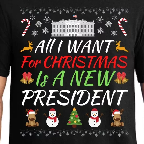 All I Want For Christmas Is A New President, Funny Christmas Sweater Pajama Set