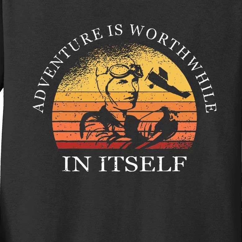 Adventure Is Worthwhile In Itself Earhart Day Kids Long Sleeve Shirt