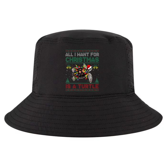 All I Want For Christmas Is A Sea Turtle Funny Ugly Sweater Cool Comfort Performance Bucket Hat