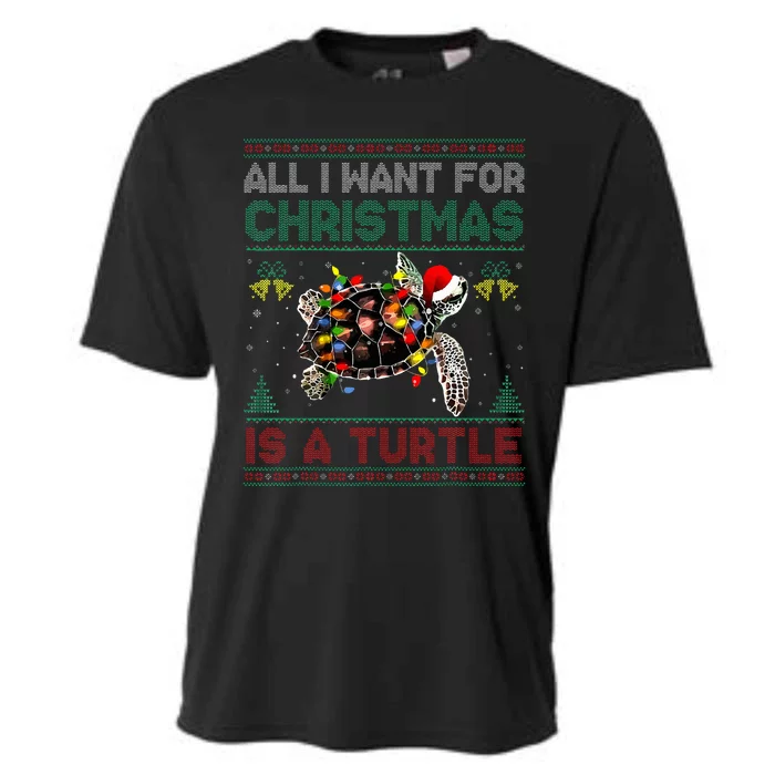 All I Want For Christmas Is A Sea Turtle Funny Ugly Sweater Cooling Performance Crew T-Shirt