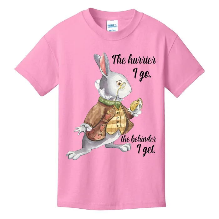 Alice In Wonderland White Rabbit Late The Hurrier I Go Kids T-Shirt