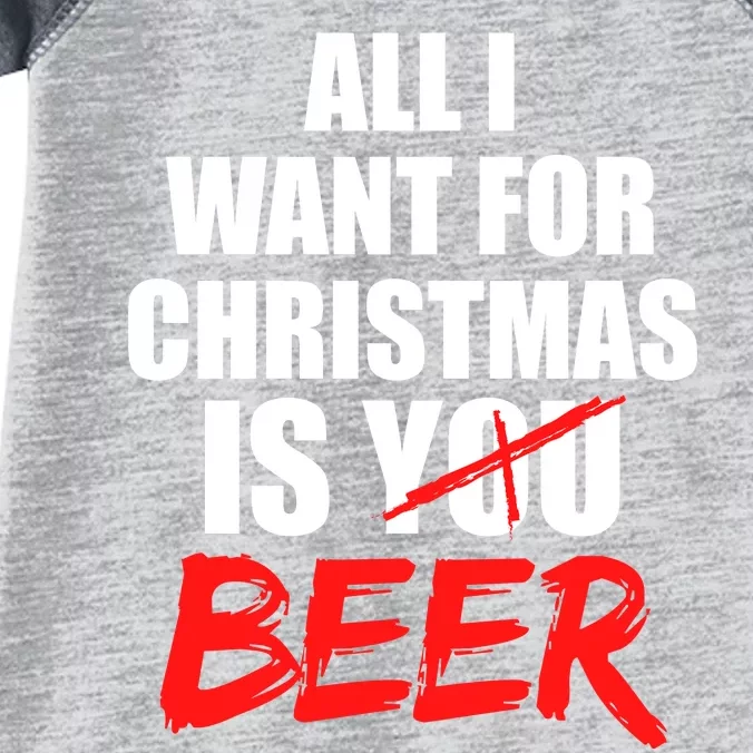 All I Want For Christmas Is Beer Funny Gift Infant Baby Jersey Bodysuit