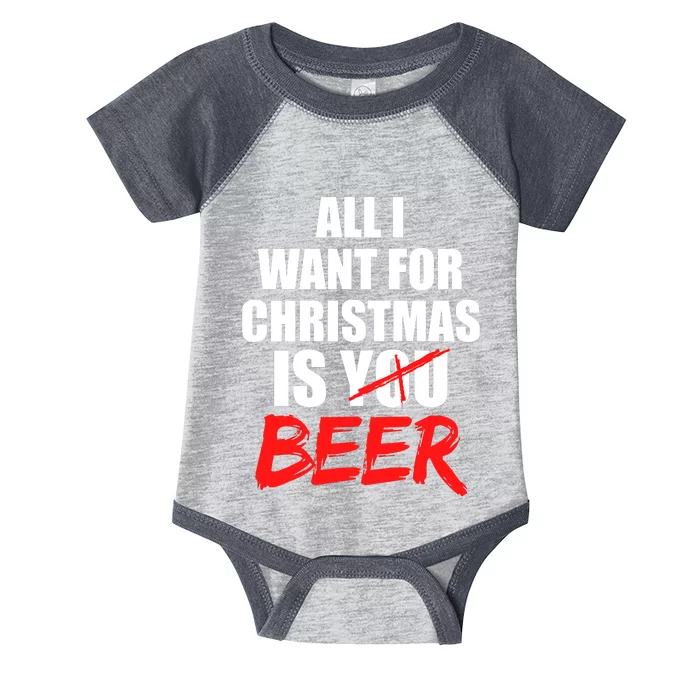 All I Want For Christmas Is Beer Funny Gift Infant Baby Jersey Bodysuit