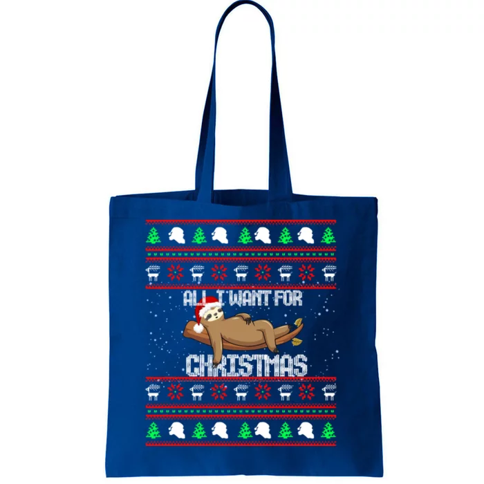 All I Want For Christmas Is A Nap Funny Sleeping Sloth Cool Gift Tote Bag