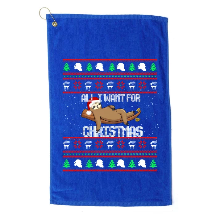 All I Want For Christmas Is A Nap Funny Sleeping Sloth Cool Gift Platinum Collection Golf Towel