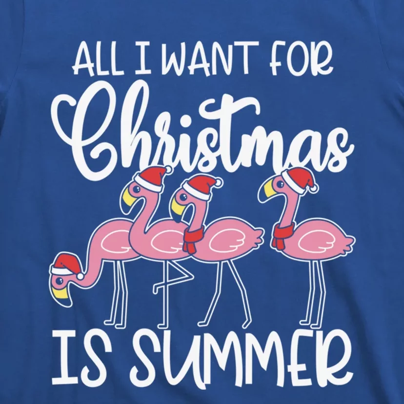 All I Want For Christmas In July Summer Flamingo Xmas Gift T-Shirt