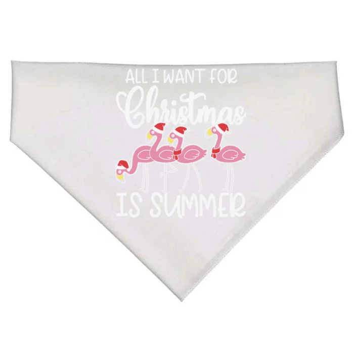 All I Want For Christmas In July Summer Flamingo Xmas Gift USA-Made Doggie Bandana