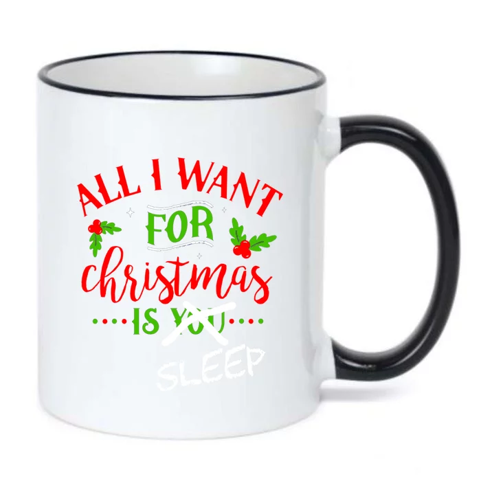 All I Want For Christmas Is Sleep Funny Pajama Top Joke Cute Gift Black Color Changing Mug