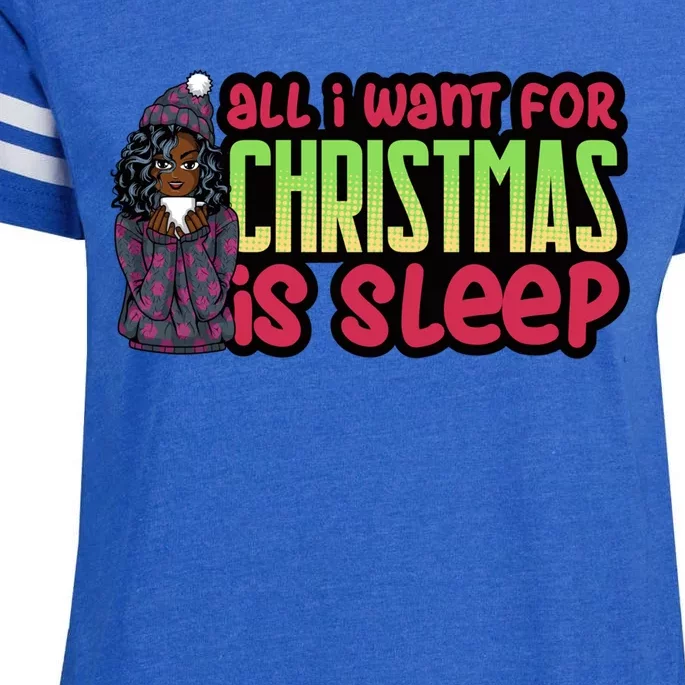 All I Want For Christmas Is Sleep Sipping Hot Cocoa Gift Enza Ladies Jersey Football T-Shirt