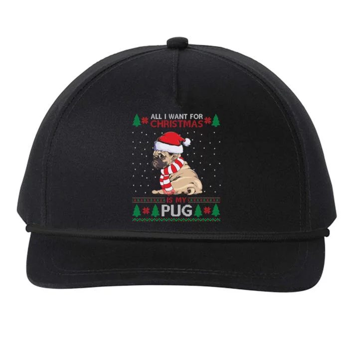 All I Want For Christmas Is My Pug Ugly Christmas Snapback Five-Panel Rope Hat