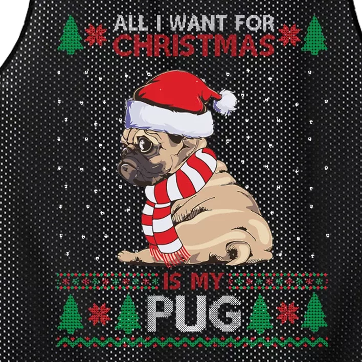 All I Want For Christmas Is My Pug Ugly Christmas Mesh Reversible Basketball Jersey Tank