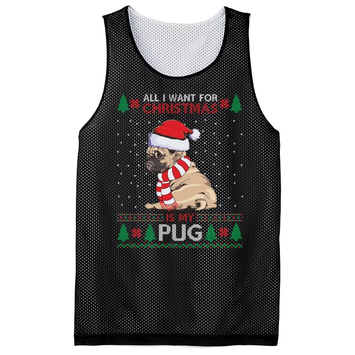 All I Want For Christmas Is My Pug Ugly Christmas Mesh Reversible Basketball Jersey Tank