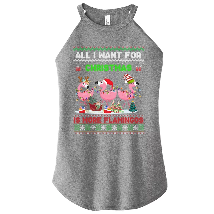 All I Want For Christmas Is More Flamingos Ugly Sweater Xmas Gift Women’s Perfect Tri Rocker Tank