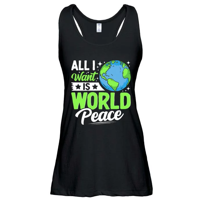 All I Want Is World Peace Cute Earth Day 2024 Ladies Essential Flowy Tank