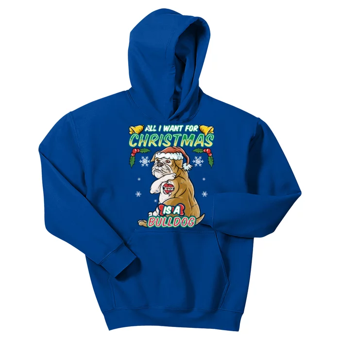 All I Want For Christmas Is A Bulldog Santa Claus Dog Xmas Meaningful Gift Kids Hoodie