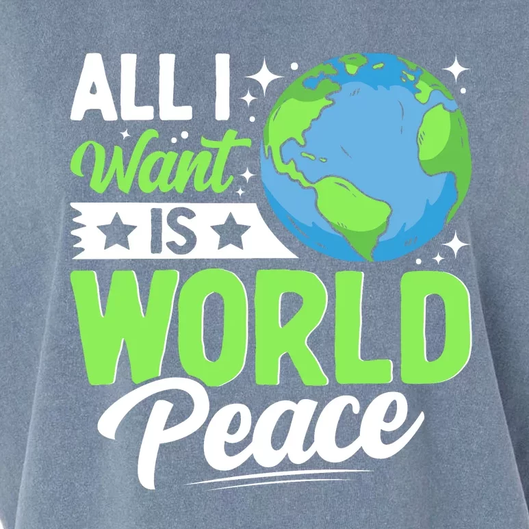 All I Want Is World Peace Graphic Garment-Dyed Women's Muscle Tee