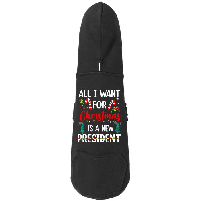 All I Want For Christmas Is A New President Xmas Pajama Doggie 3-End Fleece Hoodie