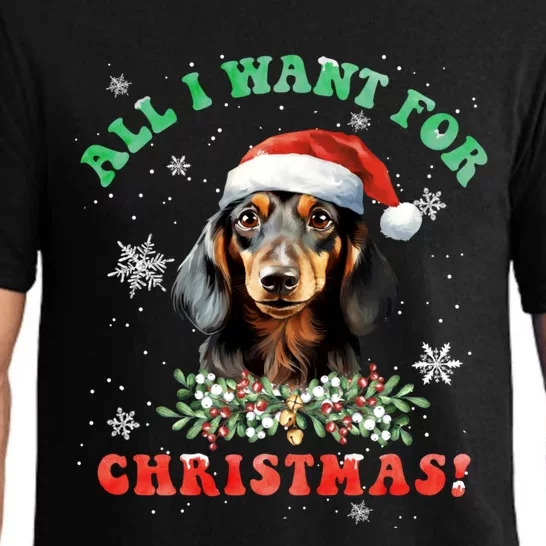 All I Want For Christmas Xmas Gifts For Dachshund Lovers Pajama Set