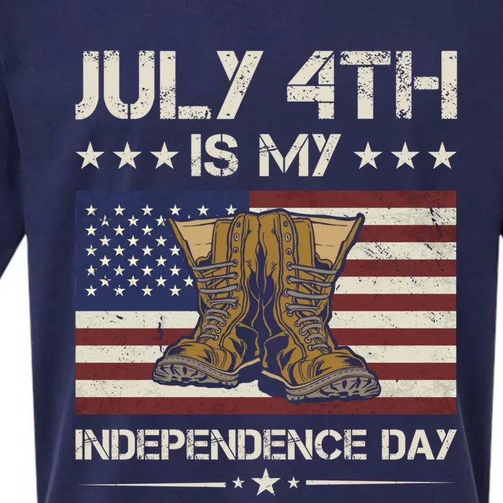 America July 4th Is My Independence Day Army Veteran Gift Sueded Cloud Jersey T-Shirt