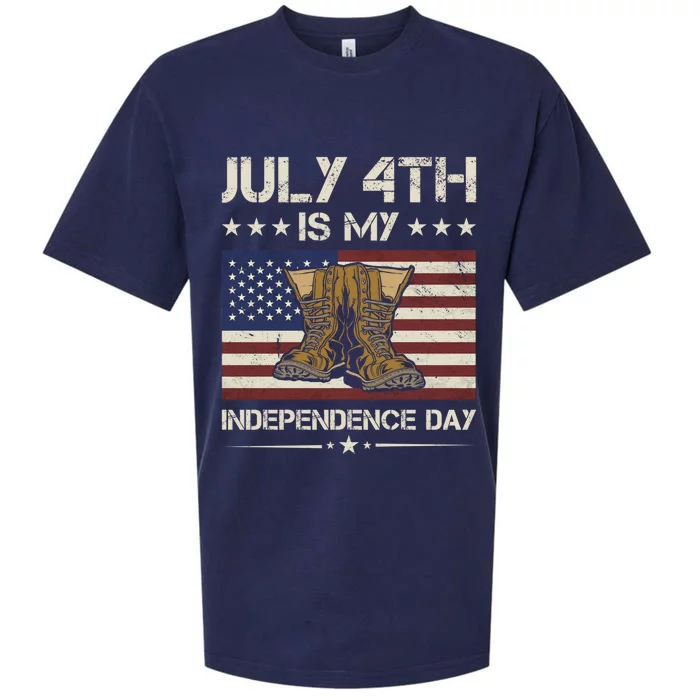 America July 4th Is My Independence Day Army Veteran Gift Sueded Cloud Jersey T-Shirt