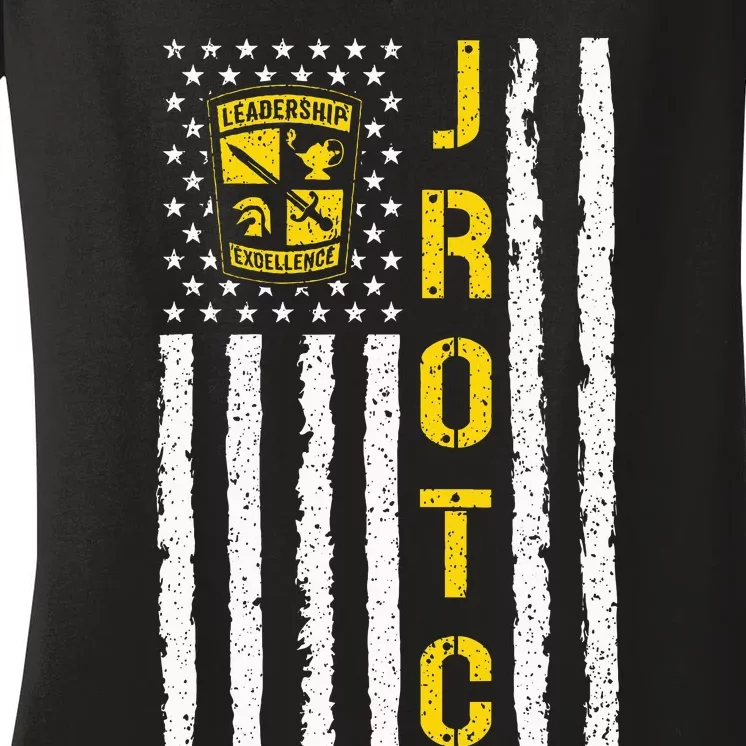 Army Jrotc American Flag Junior Rotc Leadership Excellence Women's V-Neck T-Shirt