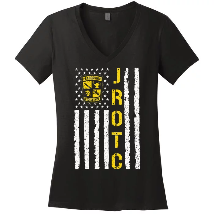 Army Jrotc American Flag Junior Rotc Leadership Excellence Women's V-Neck T-Shirt