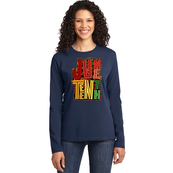 Abstract Juneteenth African Pattern Ladies Long Sleeve Shirt