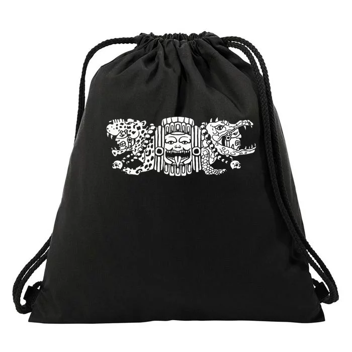 Aztec Jaguar Aztec Crocodile Mayan Drawstring Bag