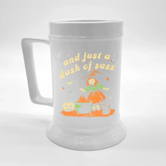 And Just A Dash Of Sass Baby Halloween Witch Baby Witch Front & Back Beer Stein