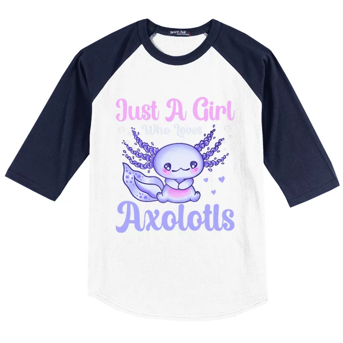 Axolotl Just a Girl Who Loves Axolotls Baseball Sleeve Shirt