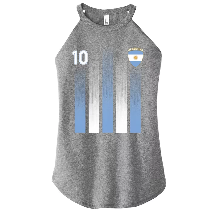 Argentinian Jersey Argentina Soccer Jersey 10 Football Fan Women’s Perfect Tri Rocker Tank