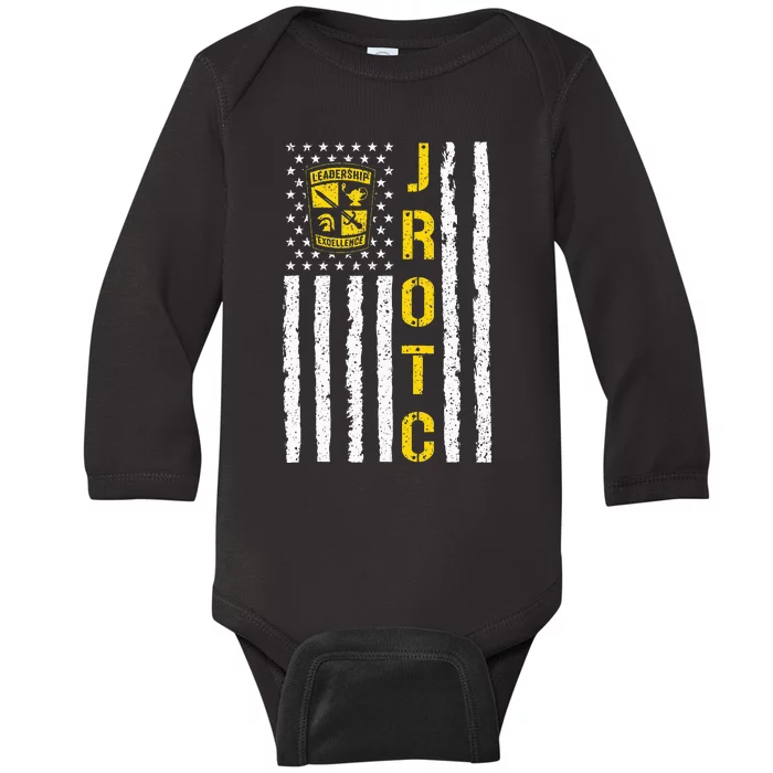 Army JROTC American Flag Junior ROTC Leadership Excellence Baby Long Sleeve Bodysuit