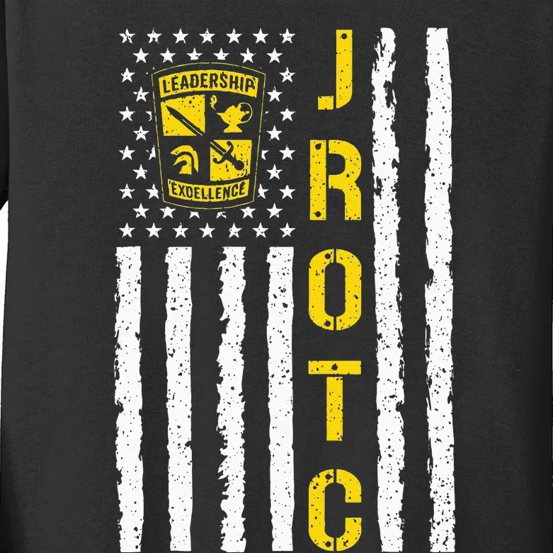 Army JROTC American Flag Junior ROTC Leadership Excellence Kids Long Sleeve Shirt