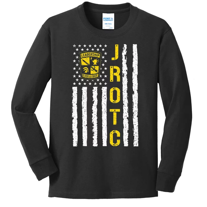 Army JROTC American Flag Junior ROTC Leadership Excellence Kids Long Sleeve Shirt