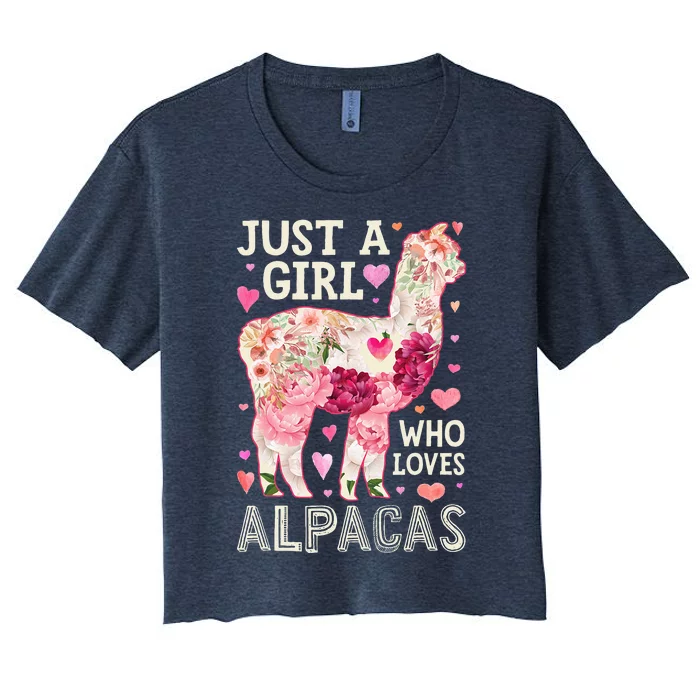 Alpaca Just A Who Loves Alpacas Flower  Floral Women's Crop Top Tee