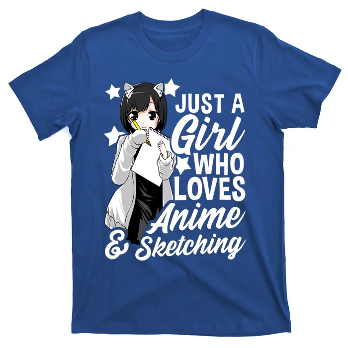 Anime Just A Who Loves Anime And Sketching Drawing Funny Gift T-Shirt