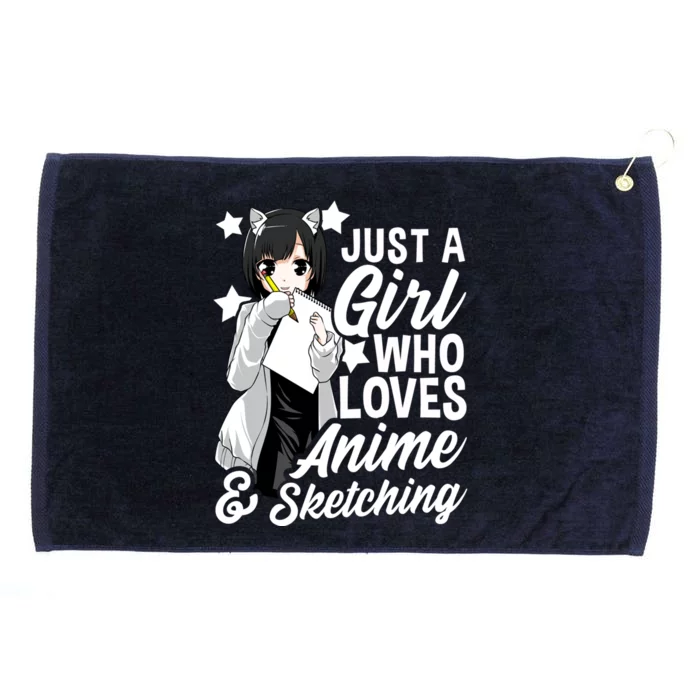 Anime Just A Who Loves Anime And Sketching Drawing Funny Gift Grommeted Golf Towel