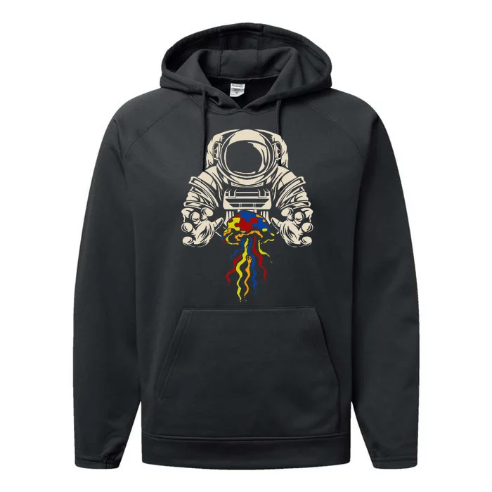 Astronaut Jellyfish Autism Awareness Puzzles Performance Fleece Hoodie