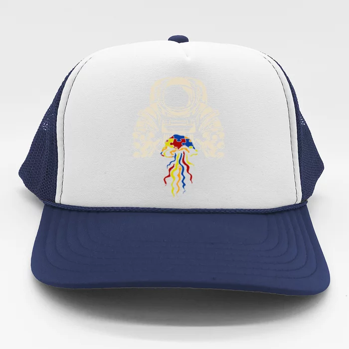 Astronaut Jellyfish Autism Awareness Puzzles Trucker Hat