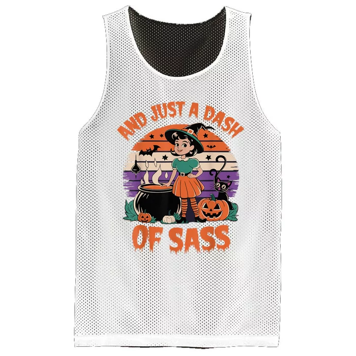 And Just A Dash Of Sass Baby Halloween Witch Retro Vintage Mesh Reversible Basketball Jersey Tank