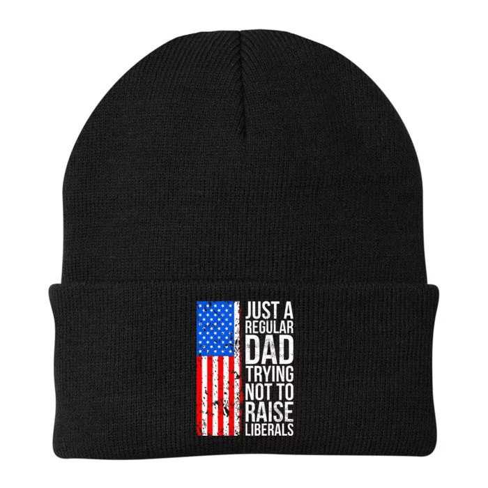 Antiliberal Just A Regular Dad Trying Not To Raise Liberals Knit Cap Winter Beanie