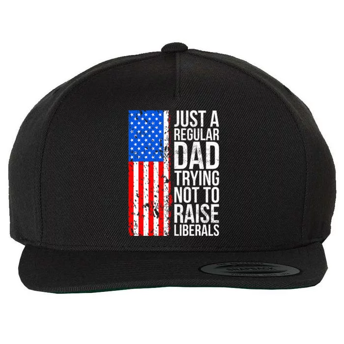 Antiliberal Just A Regular Dad Trying Not To Raise Liberals Wool Snapback Cap