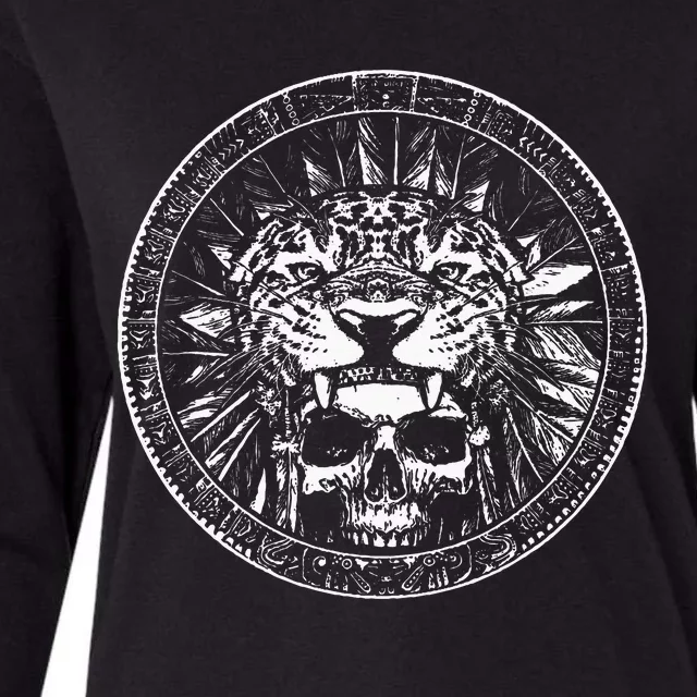 Aztec Jaguar Ancient Warrior Native Mexican Mythology Womens Cotton Relaxed Long Sleeve T-Shirt