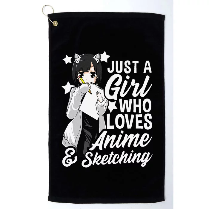 Anime  Just A  Who Loves Anime and Sketching Drawing Platinum Collection Golf Towel