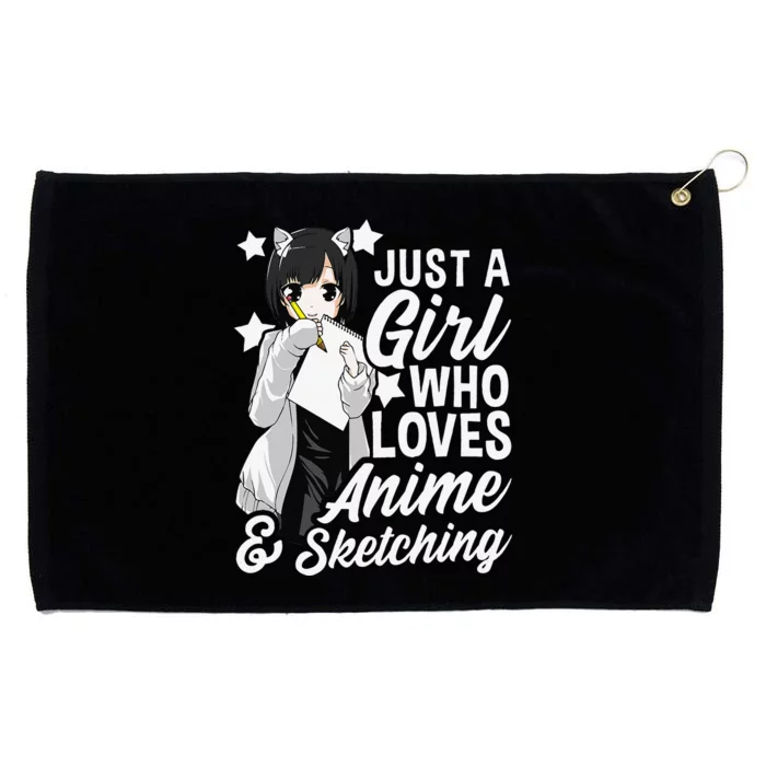 Anime  Just A  Who Loves Anime and Sketching Drawing Grommeted Golf Towel