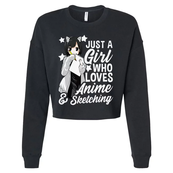 Anime  Just A  Who Loves Anime and Sketching Drawing Cropped Pullover Crew