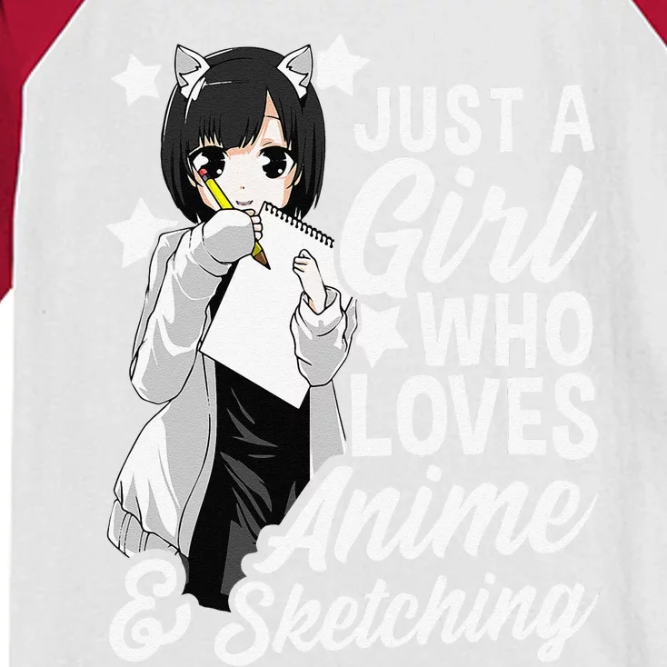 Anime  Just A  Who Loves Anime and Sketching Drawing Kids Colorblock Raglan Jersey