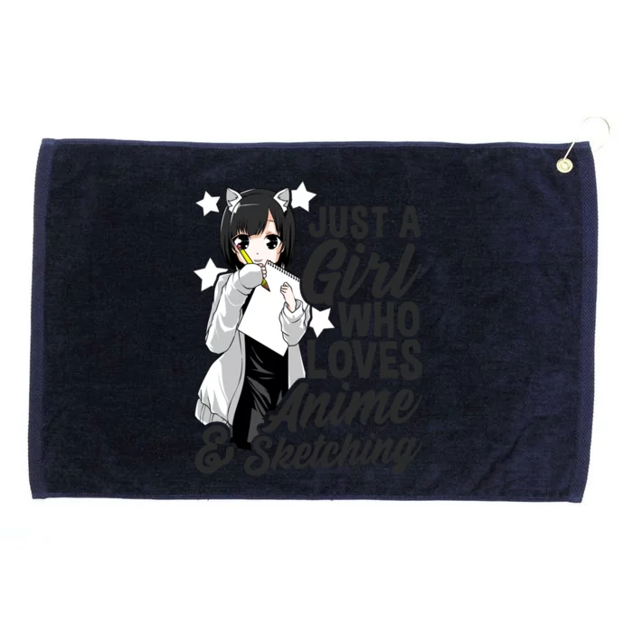 Anime Just A Who Loves Anime And Sketching Drawing Gift Grommeted Golf Towel