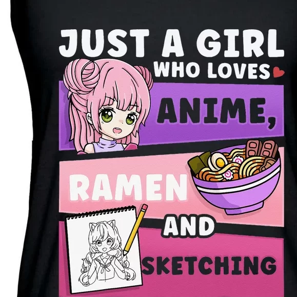 Anime Just a Who Loves Anime Ra and Sketching Ladies Essential Flowy Tank