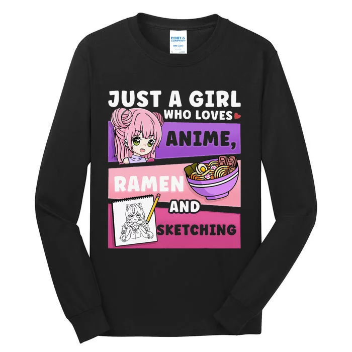 Anime Just a Who Loves Anime Ra and Sketching Tall Long Sleeve T-Shirt